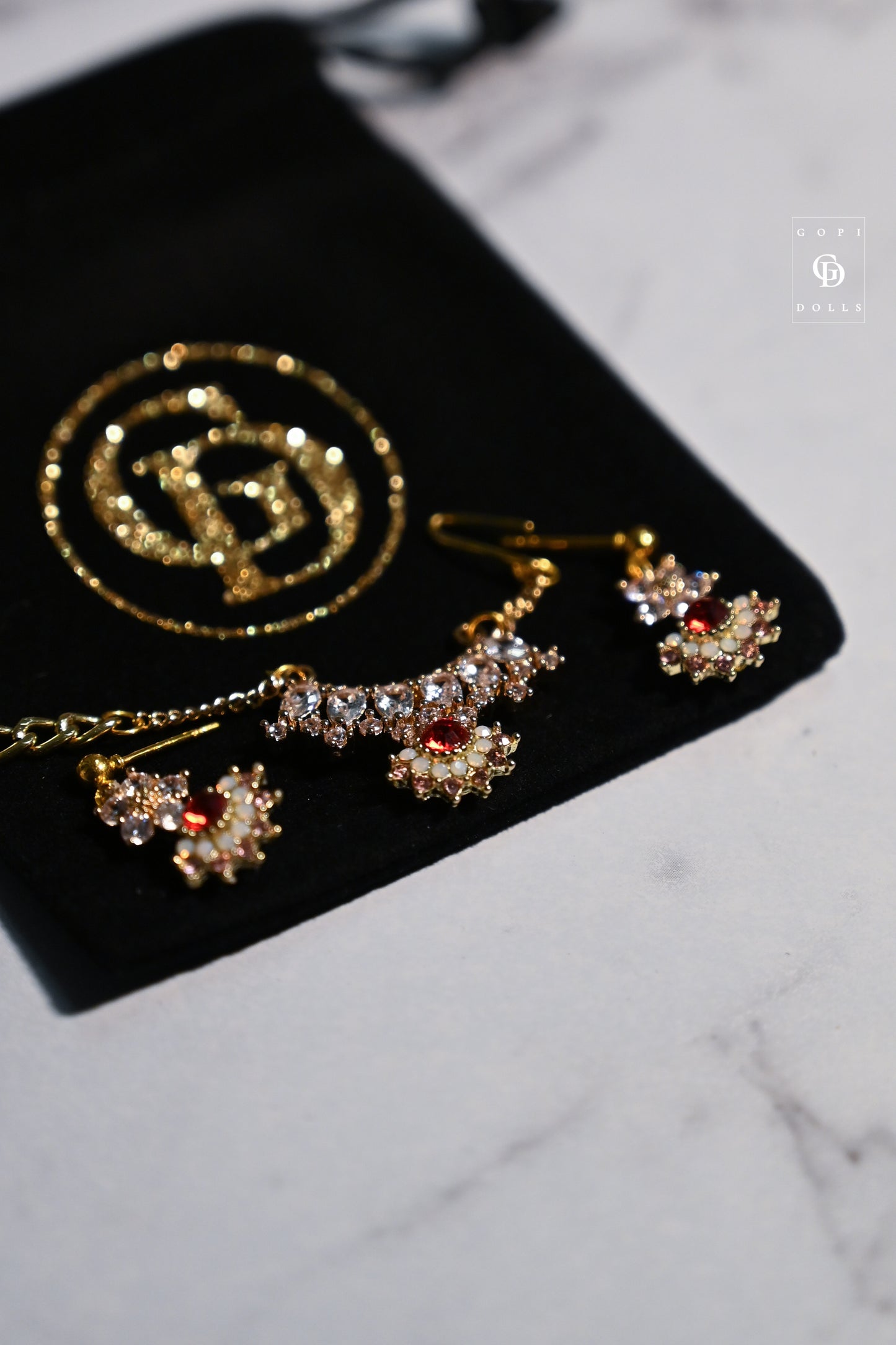 Bokeh Flowers | 2 Piece set | Doll Earrings & Doll Necklace