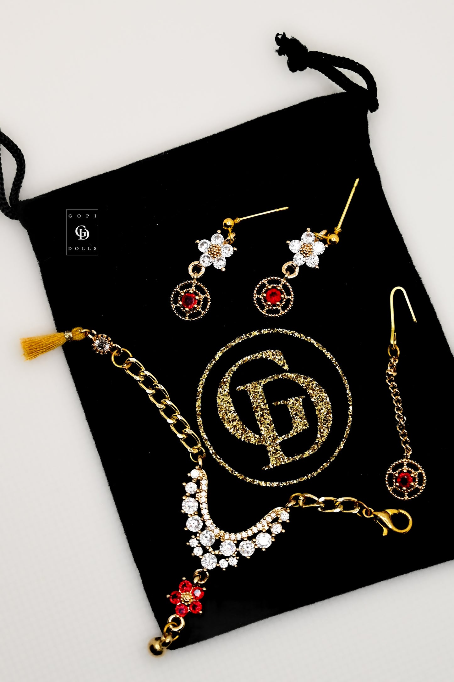 Red Flower | 3 Piece set | Doll Jewellery