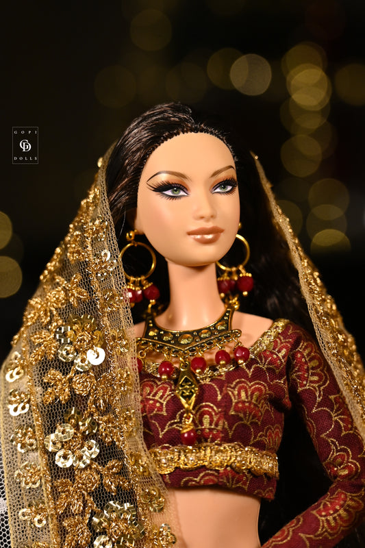 Bokeh Coral | 2 Piece set | Doll Earrings & Doll Necklace